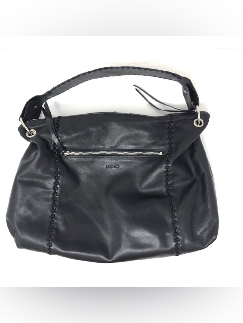 DESMO black leather hobo bag, made in Italy